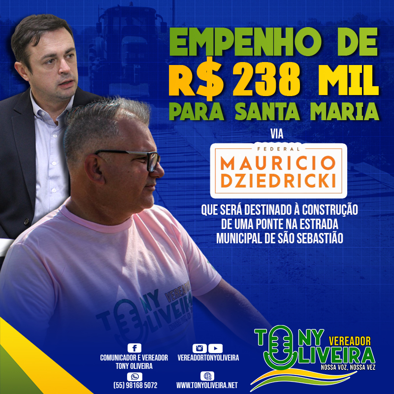 No momento, você está visualizando Vereador Tony Oliveira vai marcando mandato com resultados para Santa Maria