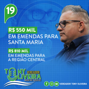 Leia mais sobre o artigo Tony Oliveira garante mais de R$ 1,3 milhão em emendas para Santa Maria e região