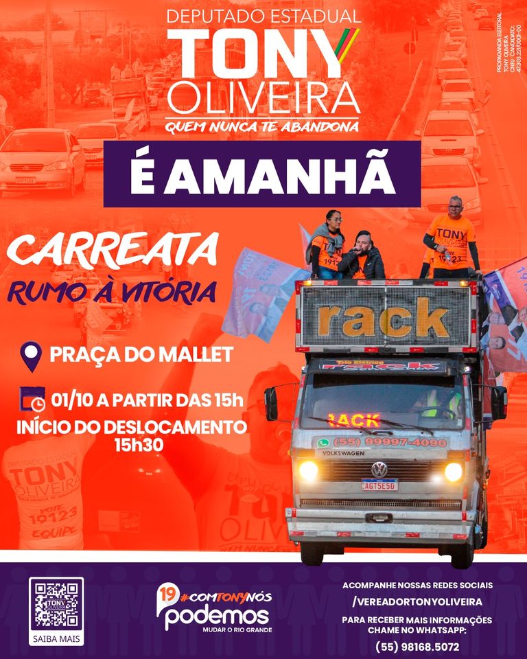 No momento, você está visualizando É AMANHÃ! Carreata rumo a vitória